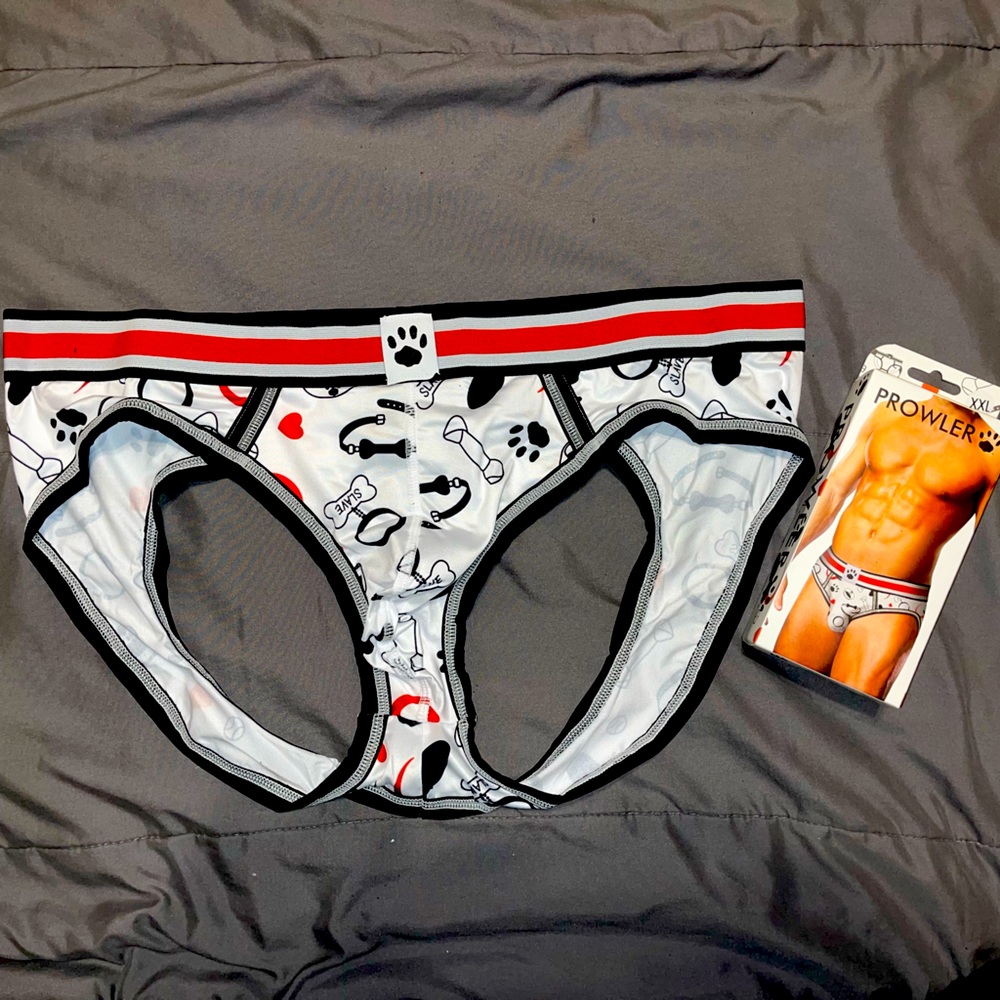 Men's White Briefs with Black and Red Accents
